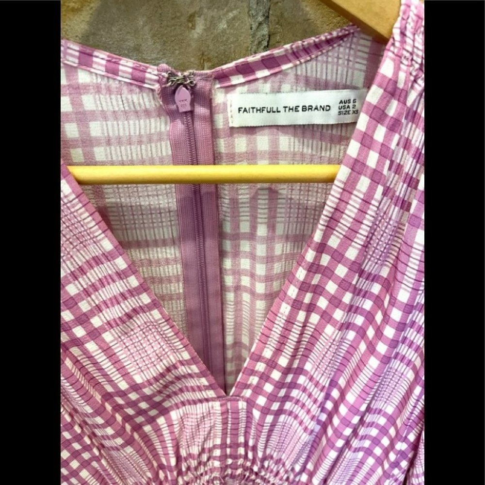 FAITHFUL The Brand Victoria Checked Midi Dress Sz 2 - Picture 7 of 8
